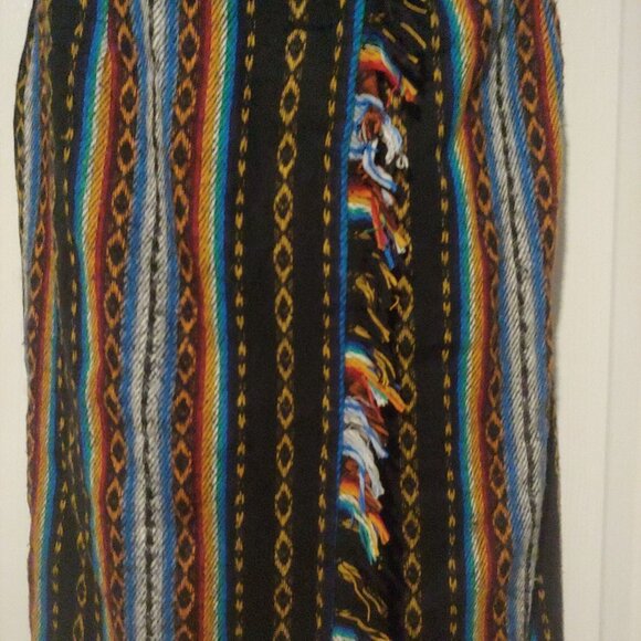 Guess By Georges Marciano Soft Colorful Ethnic Midi Wrap Skirt Fringe 27 - Picture 4 of 11